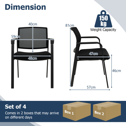 4-Pack Office Conference Chair Set Mesh Guest Reception Stack Chairs