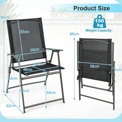 4 Piece Patio Folding Dining Chair Set for Garden Backyard-Black