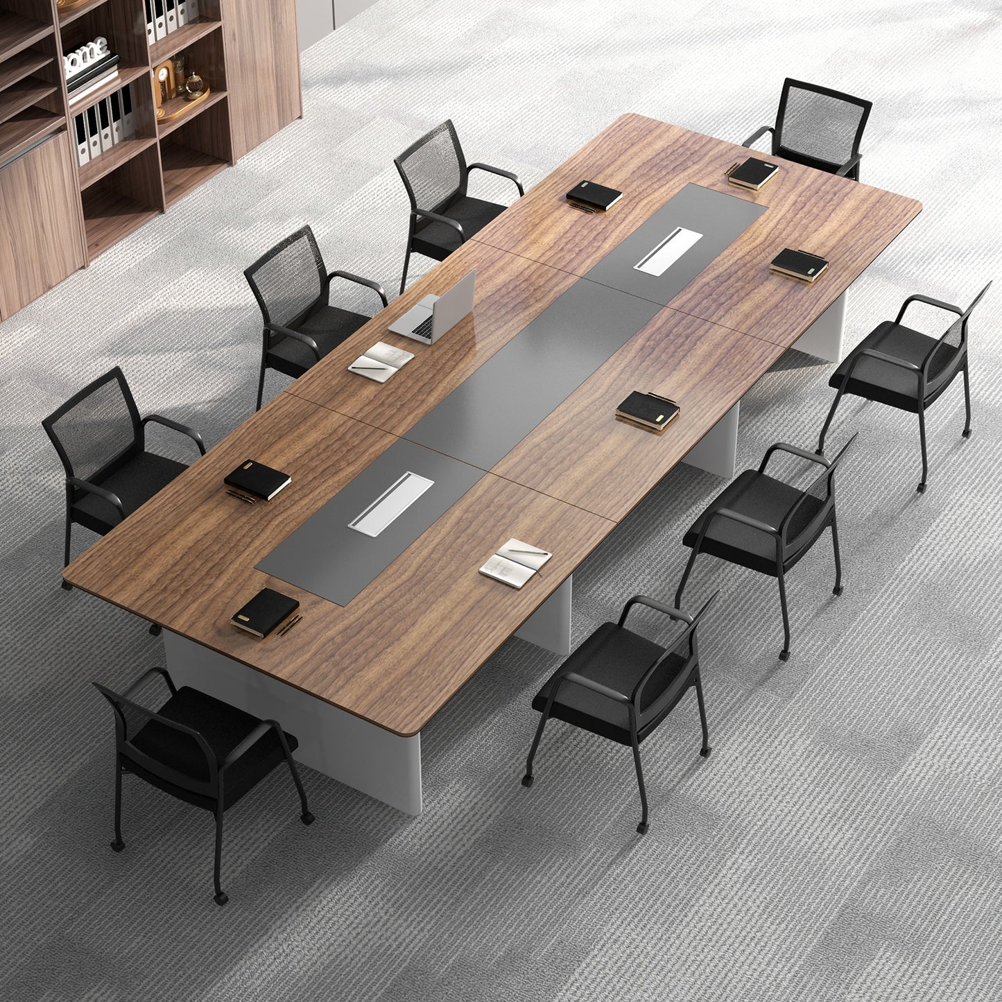 4 Pieces Office Guest Chairs on Wheels-Black