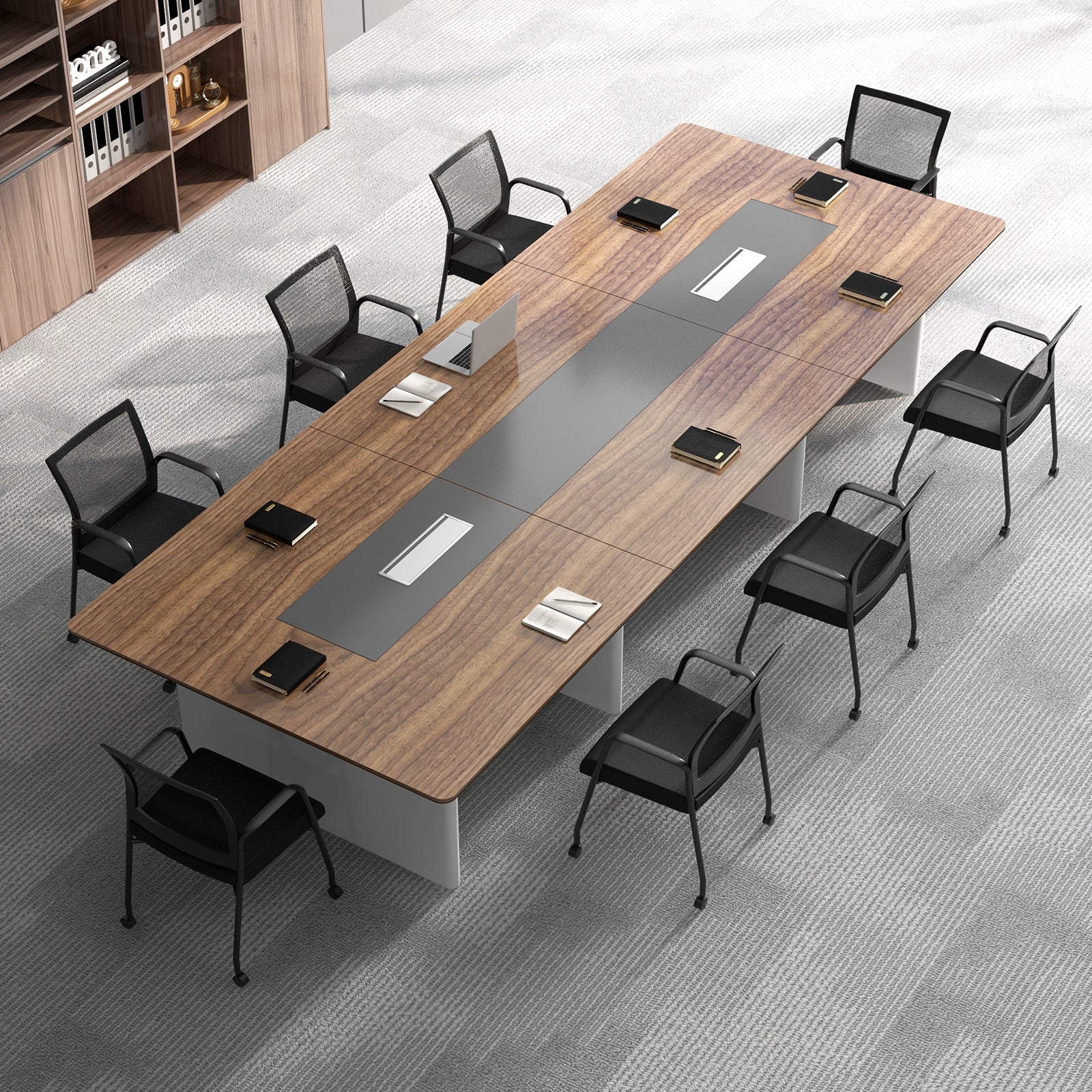 4 Pieces Office Guest Chairs on Wheels-Black
