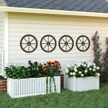 4 Pieces Rustic Wood Wagon Wheels for Party Bar Garage Home Garden