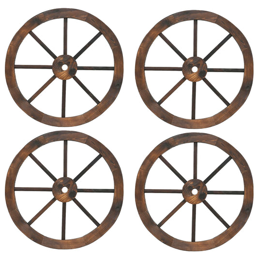 4 Pieces Rustic Wood Wagon Wheels for Party Bar Garage Home Garden