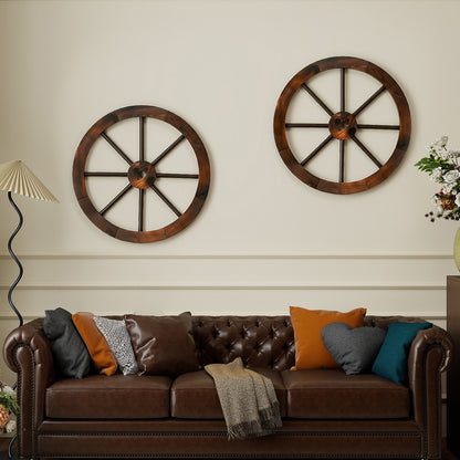 4 Pieces Rustic Wood Wagon Wheels for Party Bar Garage Home Garden