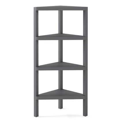 4-Tier Corner Shelf Stand with Open Slatted Shelves-Grey