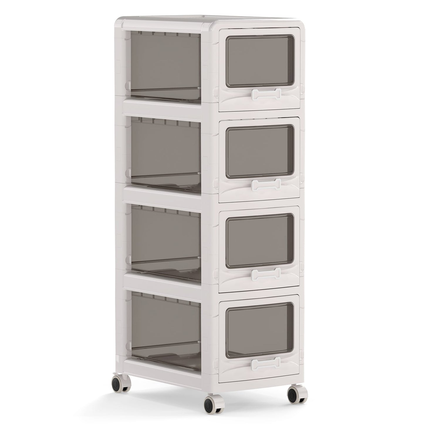 4-Tier Plastic Drawer Storage Organizer Rolling Cart with 4 Drawers