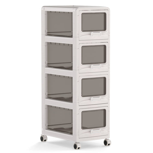 4-Tier Plastic Drawer Storage Organizer Rolling Cart with 4 Drawers