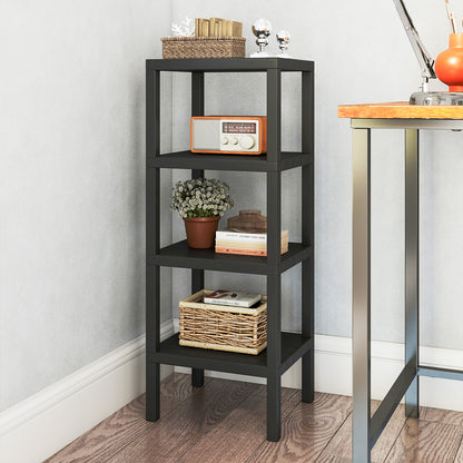 4-Tier Plastic Storage Shelf Freestanding Utility Rack-Black