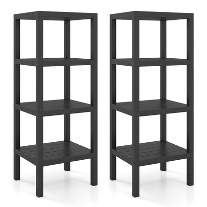 4-Tier Plastic Storage Shelf Freestanding Utility Rack-Black