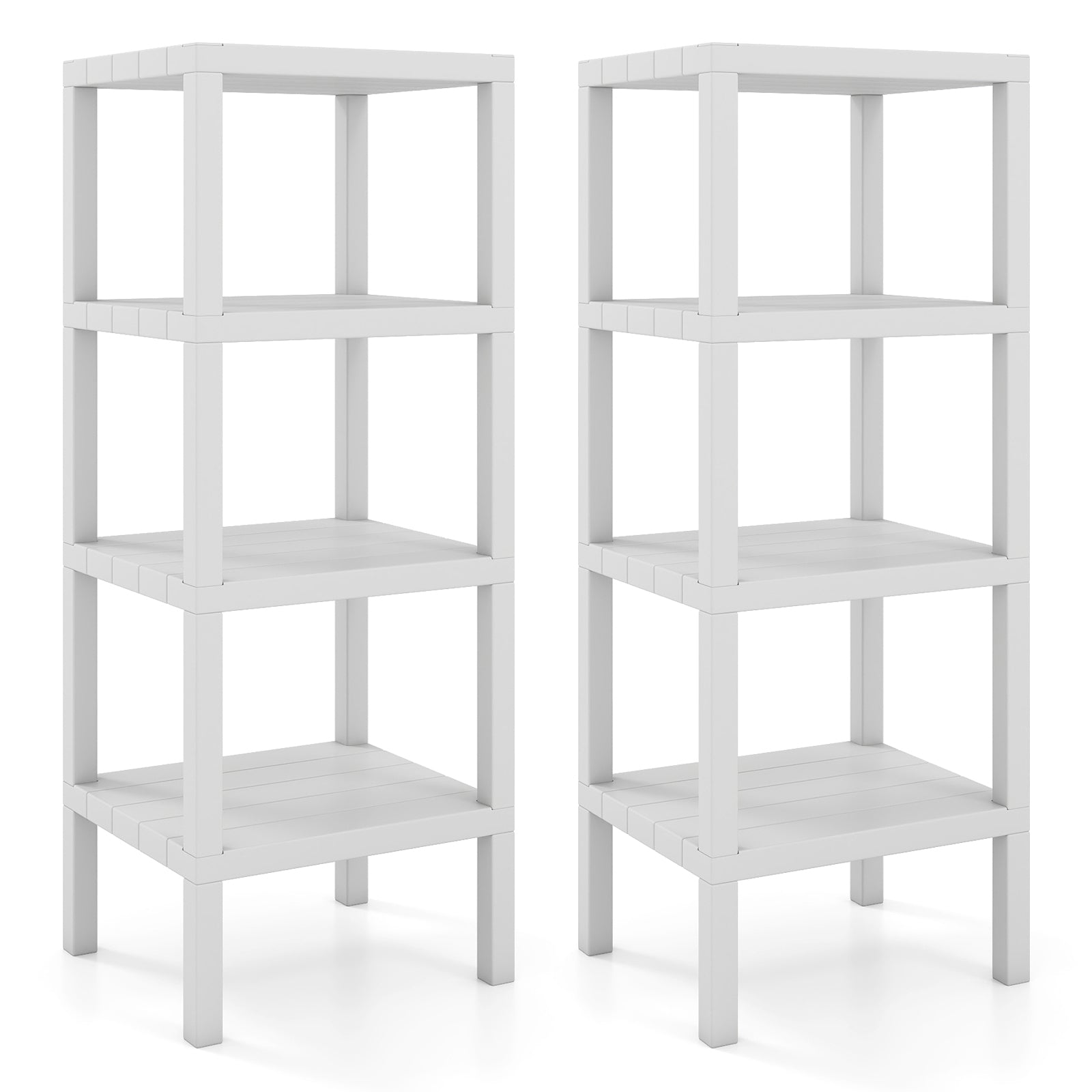 4-Tier Plastic Storage Shelf Freestanding Utility Rack-White