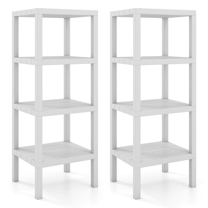 4-Tier Plastic Storage Shelf Freestanding Utility Rack-White