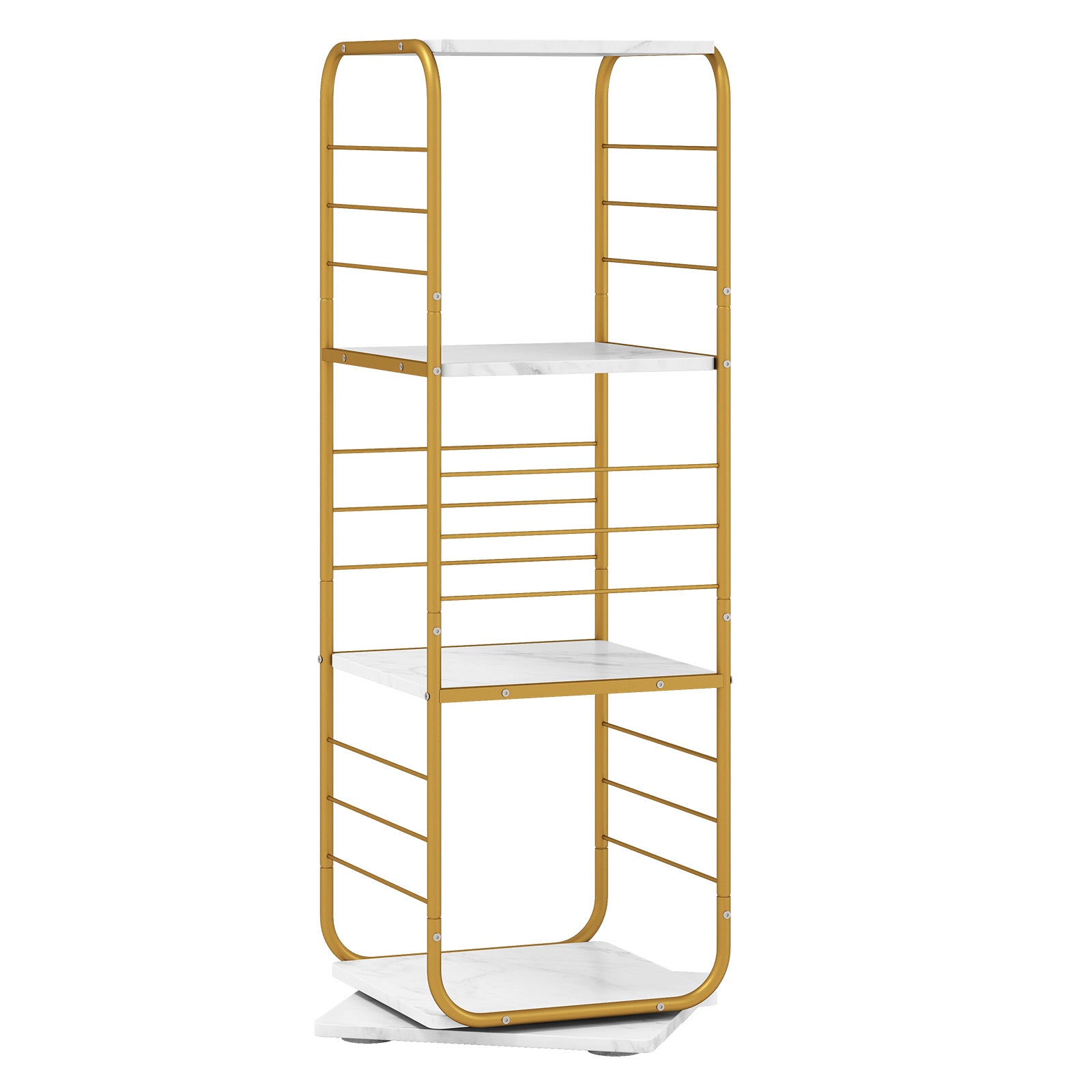4-Tier Rotating Bookshelf 360° Spinning Bookcase Tower-Golden