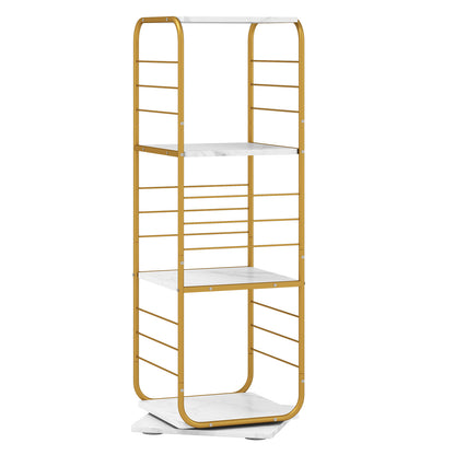 4-Tier Rotating Bookshelf 360° Spinning Bookcase Tower-Golden