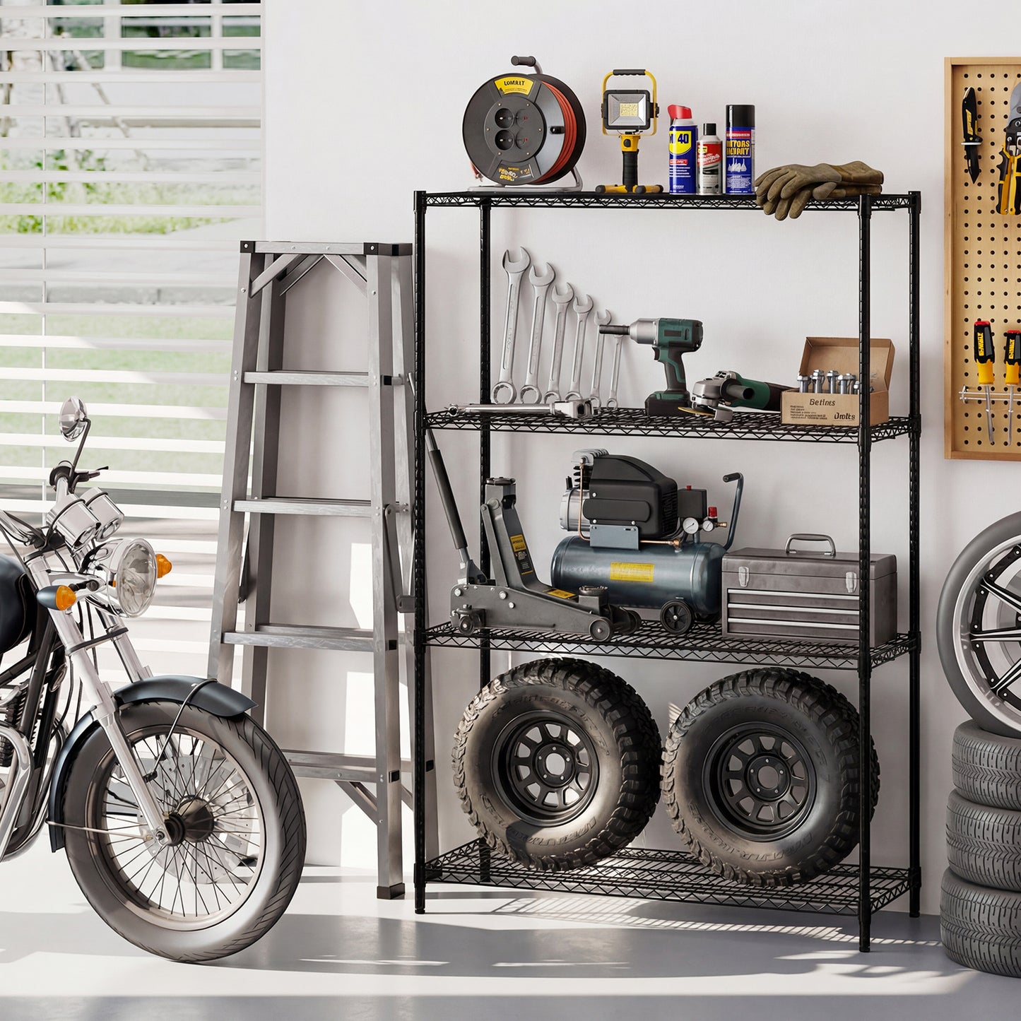 4/5/6-Tier Wire Shelving Unit Adjustable Metal Storage Shelves with V-shaped Shelving Rack-4-Tier