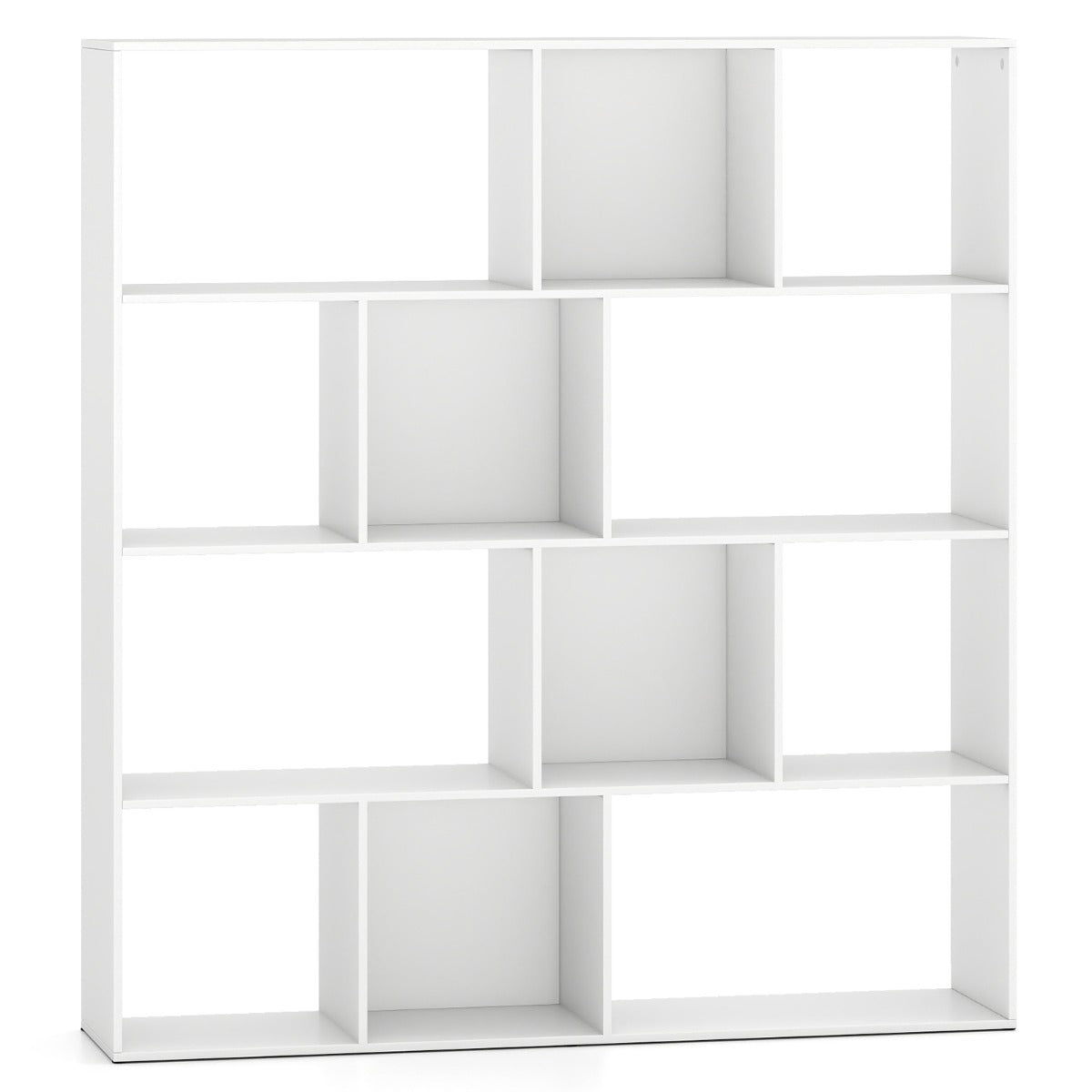 4-Tier Modern Bookshelf with 12 Storage Compartments and 2 Anti-Tip Kits-White