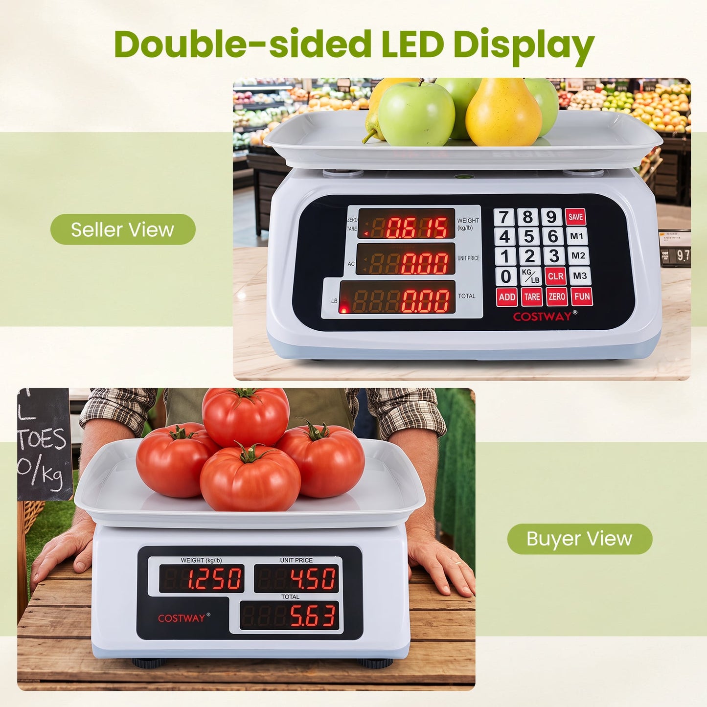 40 KG Price Computing Scale with Dual-sided LED Display