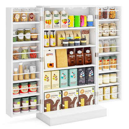 104cm Tall Kitchen Pantry Storage Cabinet with Doors and Adjustable Shelves-White
