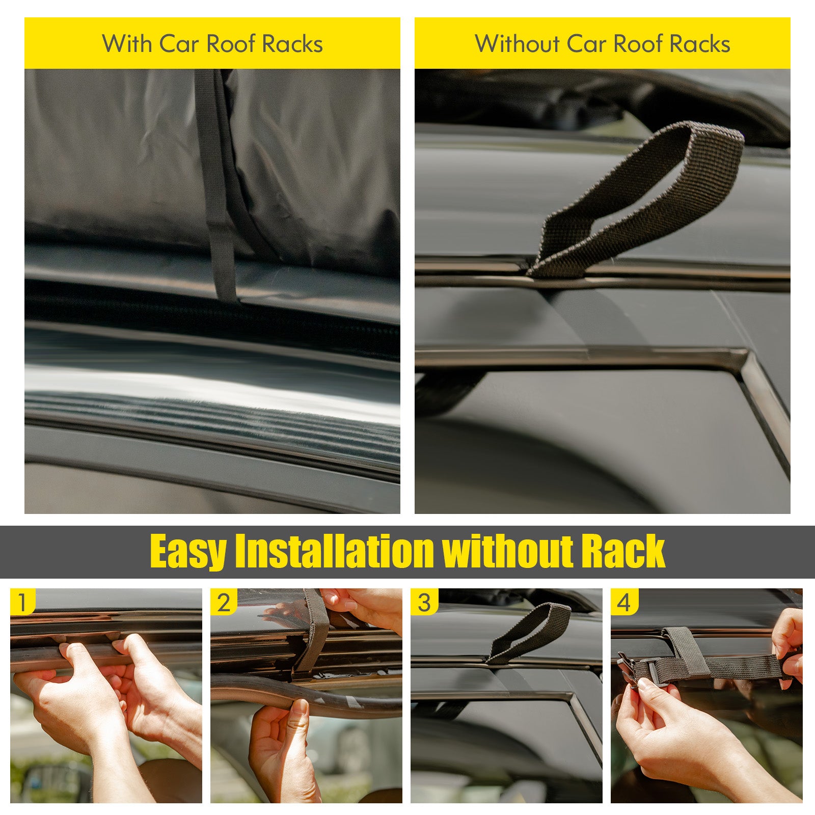 424L Car Roof Bag with Drawstring Storage Bag for Various Cars-Black