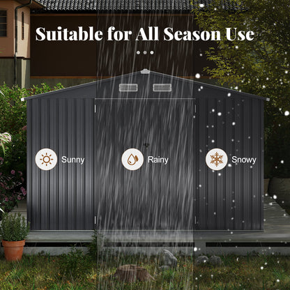 426 cm x 300 cm Outdoor Storage Shed Large Garden Tool House-Dark Grey