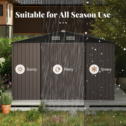 426 cm x 300 cm Outdoor Storage Shed Large Garden Tool House-Grey