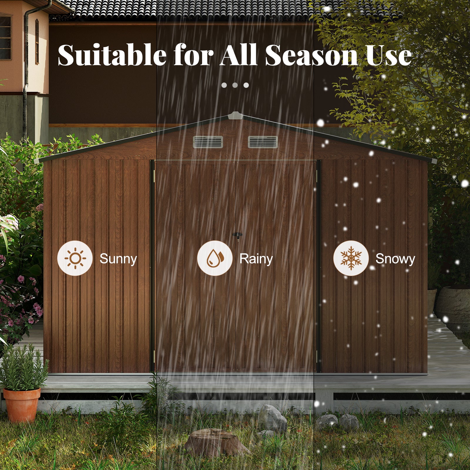 426 cm x 300 cm Outdoor Storage Shed Large Garden Tool House-Wood