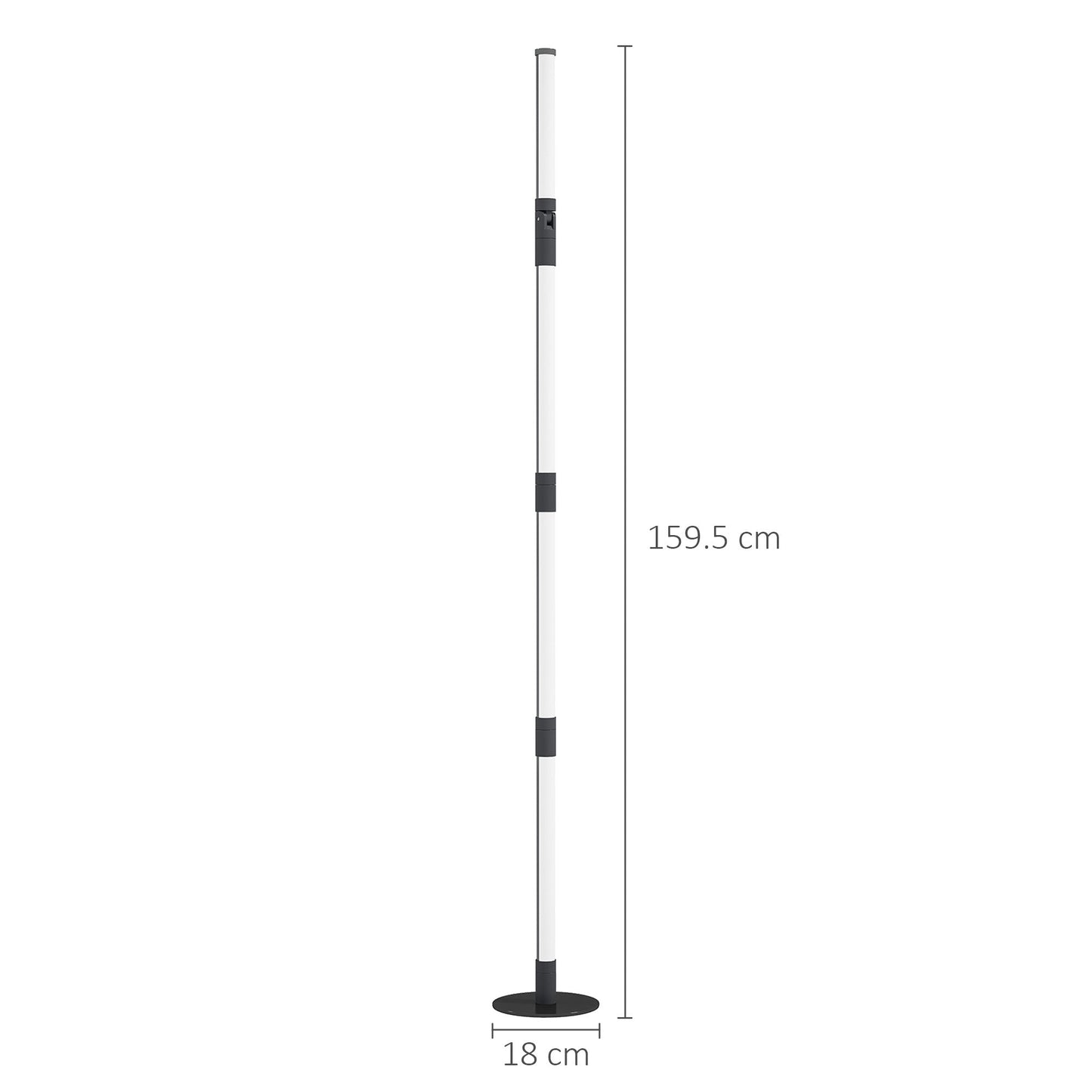 HOMCOM LED Floor Lamp, 360 RGB Detachable Corner Floor Lamp with App & Remote Control, Colour Changing Standing Lamp with Music Sync & Timing, for Living Room, Game Room, Dark Grey