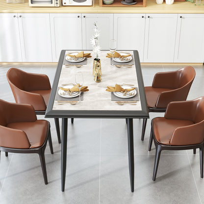 44 Inch Sintered Stone Dining Table with Metal Frame for Dining Room-Grey