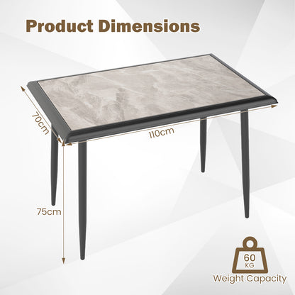44 Inch Sintered Stone Dining Table with Metal Frame for Dining Room-Grey