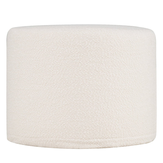 45 cm x 35 cm Round Pouf Ottoman with Loop Yarn Fabric and Machine-washable Cover-White