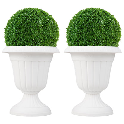 46cm Tall Vintage Planters Set of 2 Urn Plastic Flower Pots-White