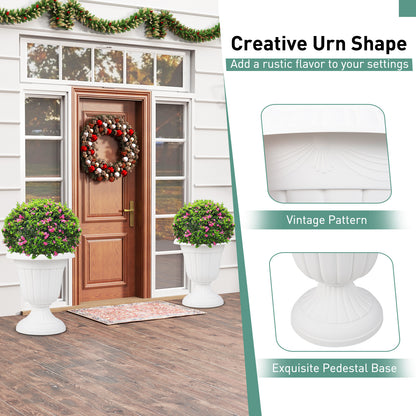 46cm Tall Vintage Planters Set of 2 Urn Plastic Flower Pots-White