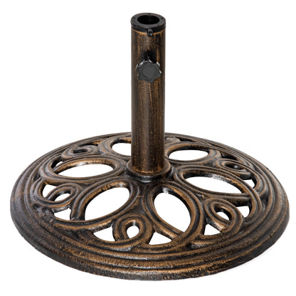 Outsunny 11.5 kg Cast Metal Round Patio Umbrella Base Stand, Umbrella Holder for Outdoor, Patio, Garden, Bronze Tone