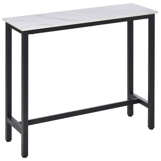 HOMCOM Rectangular Bar Table, Wood Effect Coffee Table for Small Space, Breakfast Dining, Kitchen, Industrial, White & Black