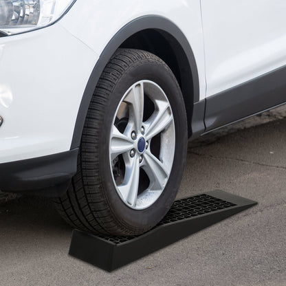 HOMCOM 2PCS Car Ramps, 3 Ton Low Entrance Plastic Curb Ramps with Anti-Slip Surface, Car Lift for Garage Workshop Cars SUVs Small Vans
