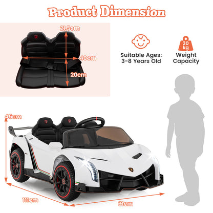 4WD Kids Ride On Sports Car Lamborghini with Taillights-White