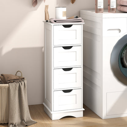 4-Drawer Bathroom Cabinet Narrow Floor Standing Cabinet-White