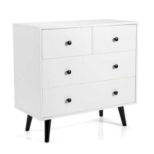 4-Drawer Dresser Modern Storage Chest Cabinet with Handles-White