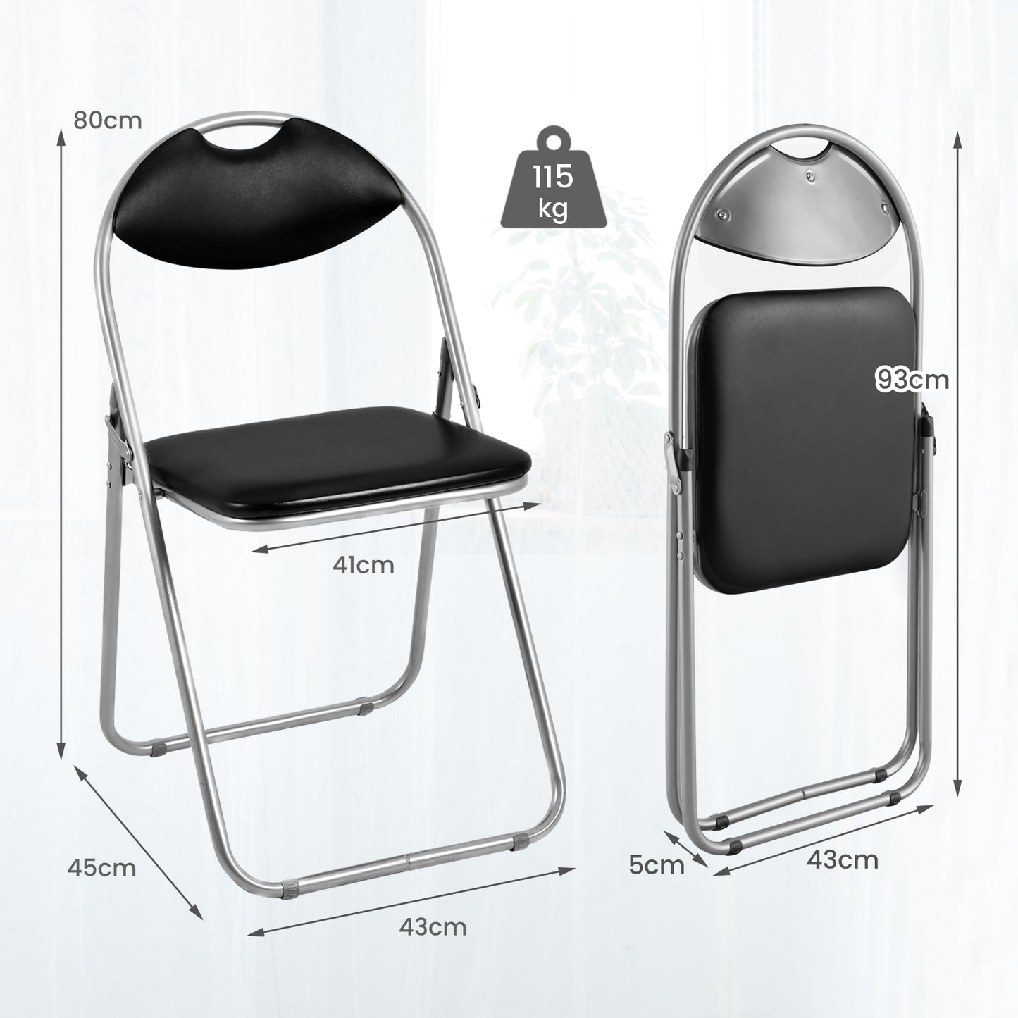 4 Pack Folding Chairs Metal Conference Chair with Padded Seat and Back