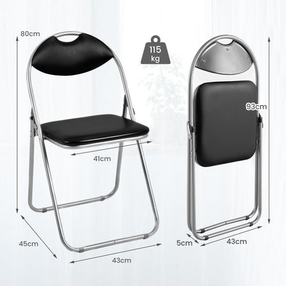 4 Pack Folding Chairs Metal Conference Chair with Padded Seat and Back