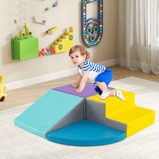 4-Piece Climb and Crawl Foam Block Play Set for Infant Baby-Navy