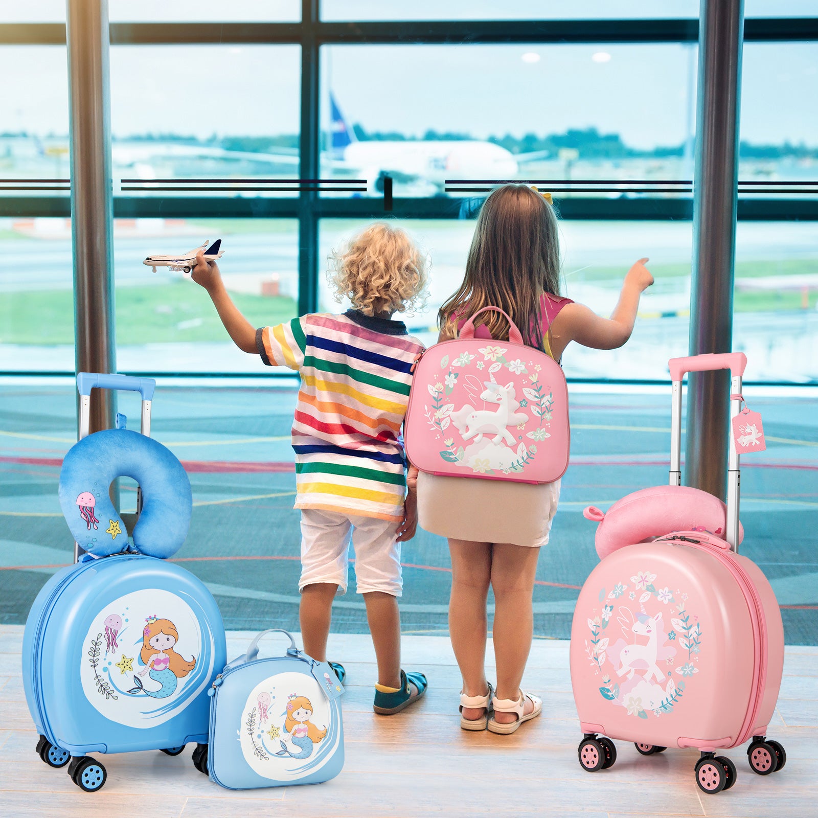 4-Piece Kid’s Luggage Set Kids Journey Suitcase Set-Pink