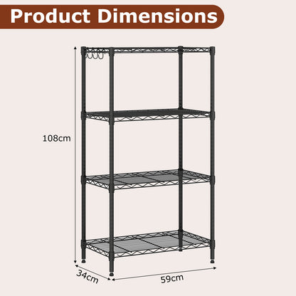 3/4/5/6-Tier Wire Shelving Unit Adjustable Metal Storage Shelves with V-shaped Shelving Rack-4-Tier-S