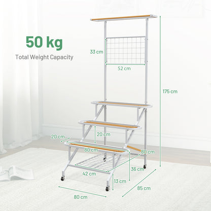 4-Tier Hanging Plant Stand with Hanging Bar and Trellis