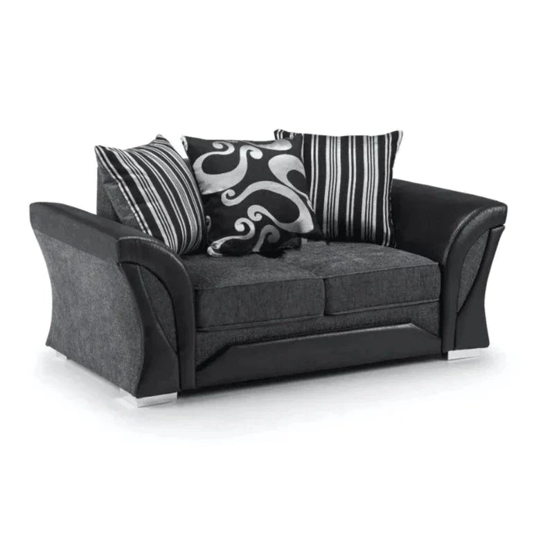 Sparrow Chenille Fabric 3+2 Seater Sofa Set - Black & Grey / Brown & Beige