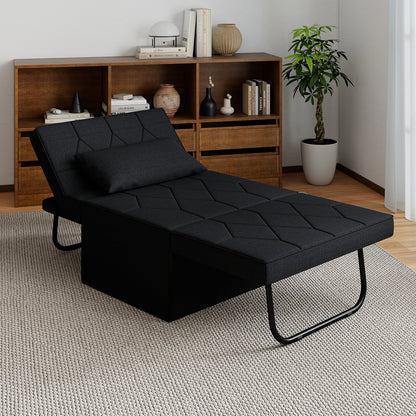 4-in-1 Foldable Sofa Bed Ottoman Convertible Sleeper Sofa Chair-Black