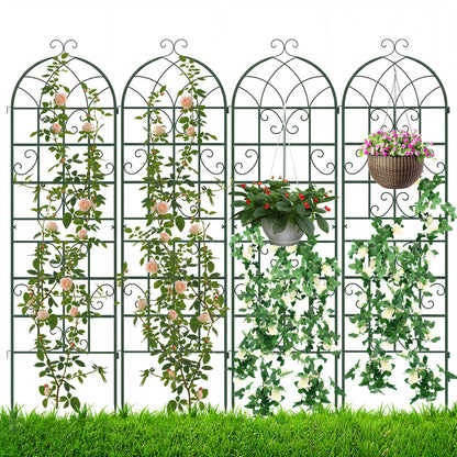 4 Pack 180 cm x 50 cm Metal Garden Trellis Decorative for Climbing Plants-Green