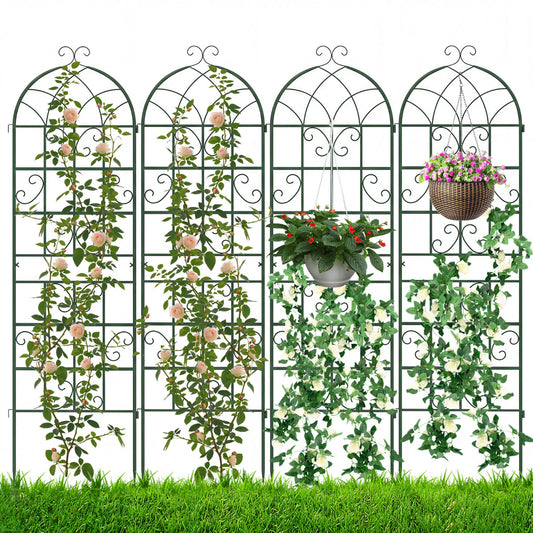 4 Pack 180 cm x 50 cm Metal Garden Trellis Decorative for Climbing Plants-Green