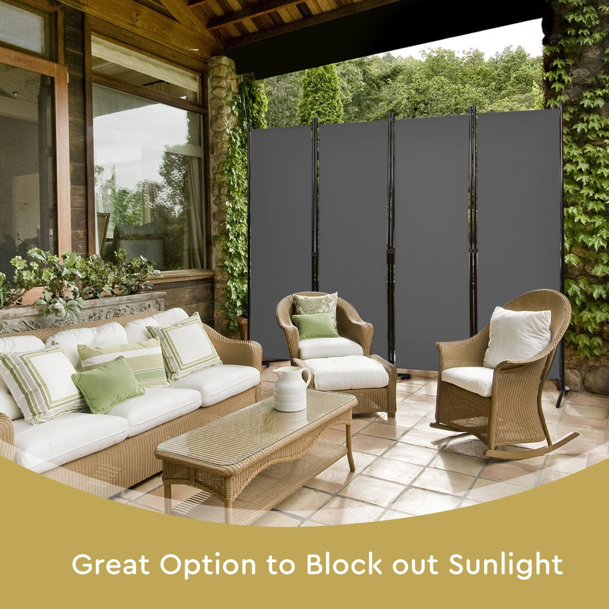 4 Panel Wall Privacy Screen Protector for Home-Grey