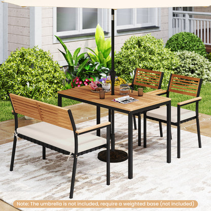 4-Piece Patio Dining Set Outdoor Wood Metal Furniture-White