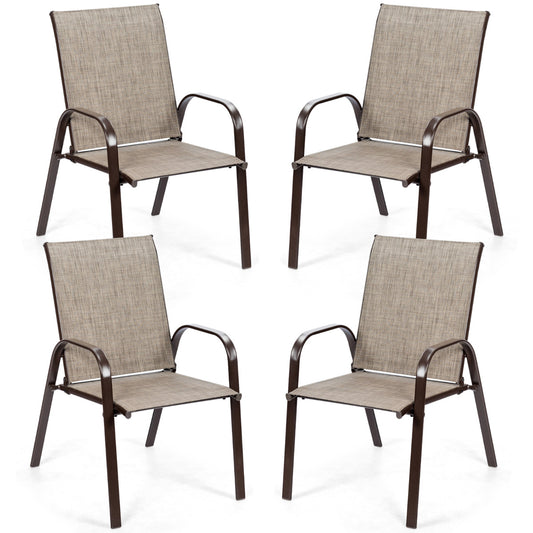 4 Piece Patio Outdoor Camping Chairs Set with Breathable Fabric