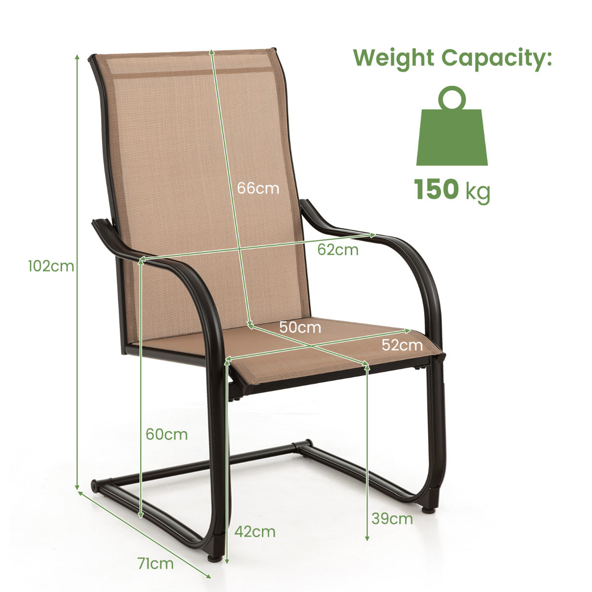 4 Pieces Outdoor Dining Chairs with Cozy and Breathable Seat Fabric